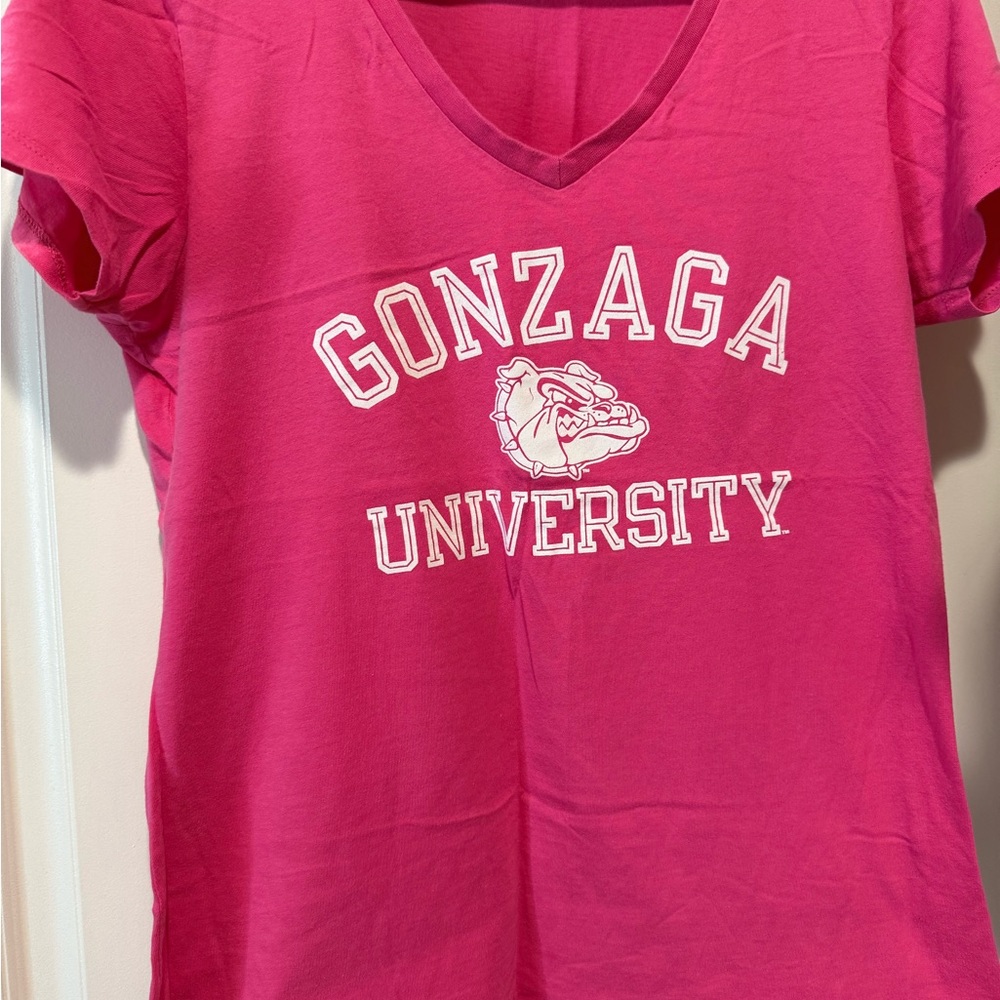 Gonzaga University Pink V-Neck Tee